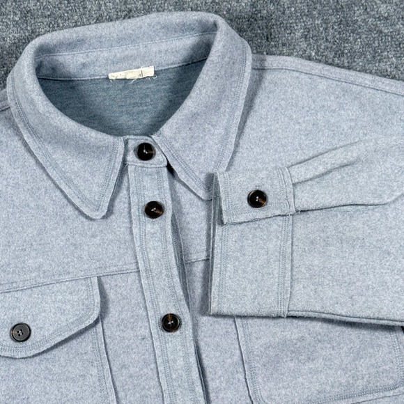 LA MIEL Tops - La Miel Shacket Jacket Over Shirt Outerwear Button Front Pockets Blue/Gray Large